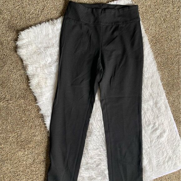 Donna Degnan Pull On Pants Checkered Black Straight Elastic Waist Women’s Size 6 - Picture 1 of 10